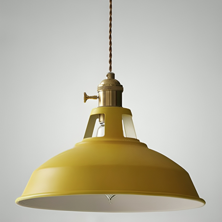 Przemysłowa mosiężna lampa wisząca z niebieskim kloszem