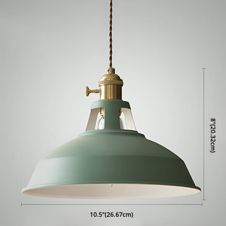 Przemysłowa mosiężna lampa wisząca z niebieskim kloszem