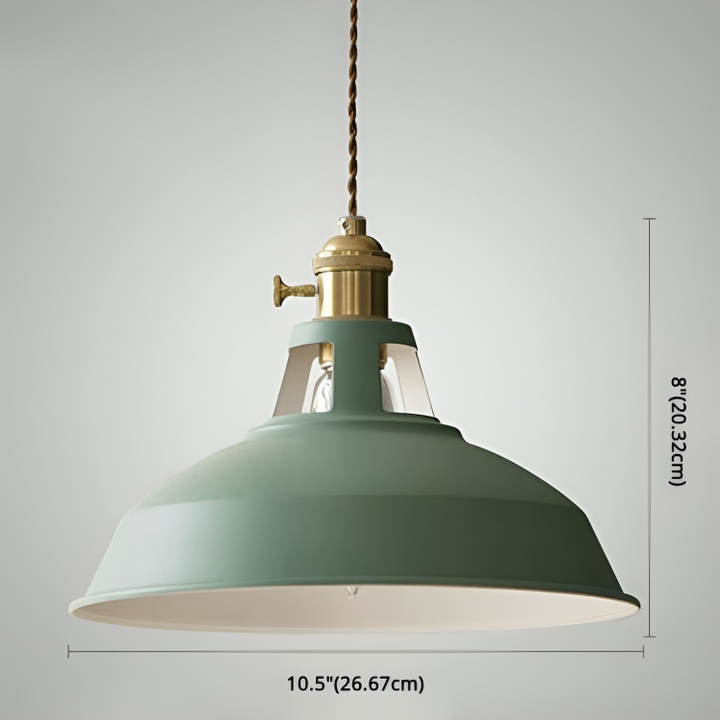 Przemysłowa mosiężna lampa wisząca z niebieskim kloszem
