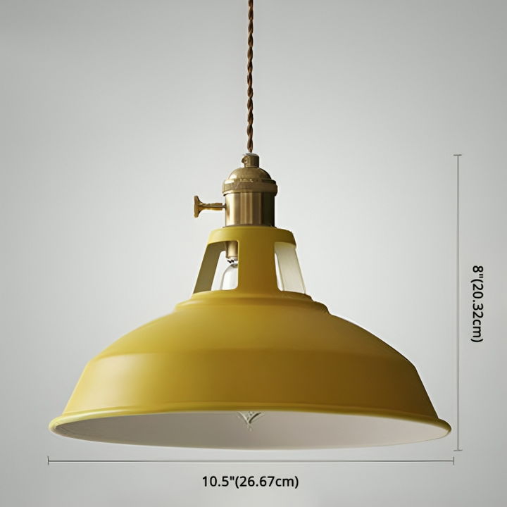 Przemysłowa mosiężna lampa wisząca z niebieskim kloszem