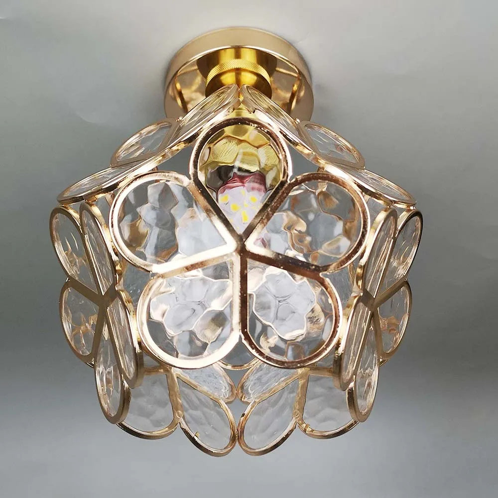 Elegancka Kwiatowa Lampa Szklana na Sufit