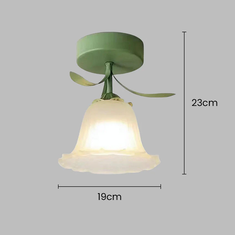 Lampa sufitowa z kwiatowym wzorem na szkle