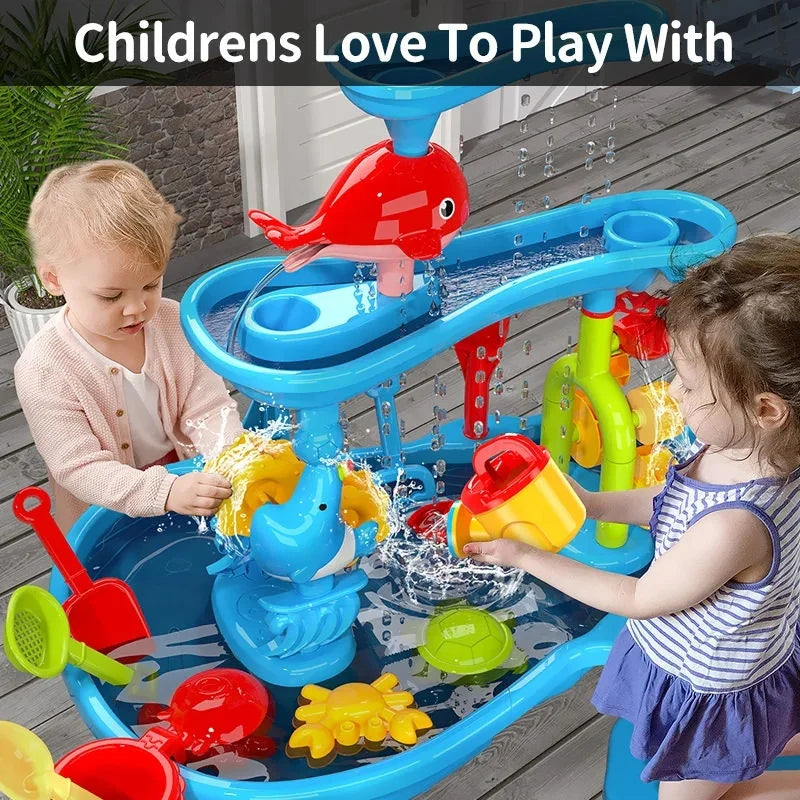 KIDSPLASH | 3-w-1 Zewnętrzny Stół do Piasku i Wody dla Dzieci