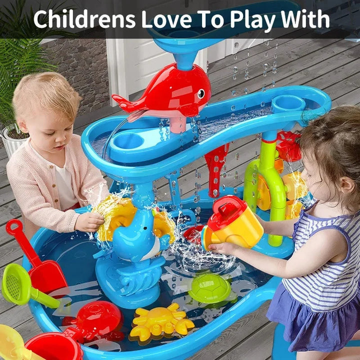 KIDSPLASH | 3-w-1 Zewnętrzny Stół do Piasku i Wody dla Dzieci