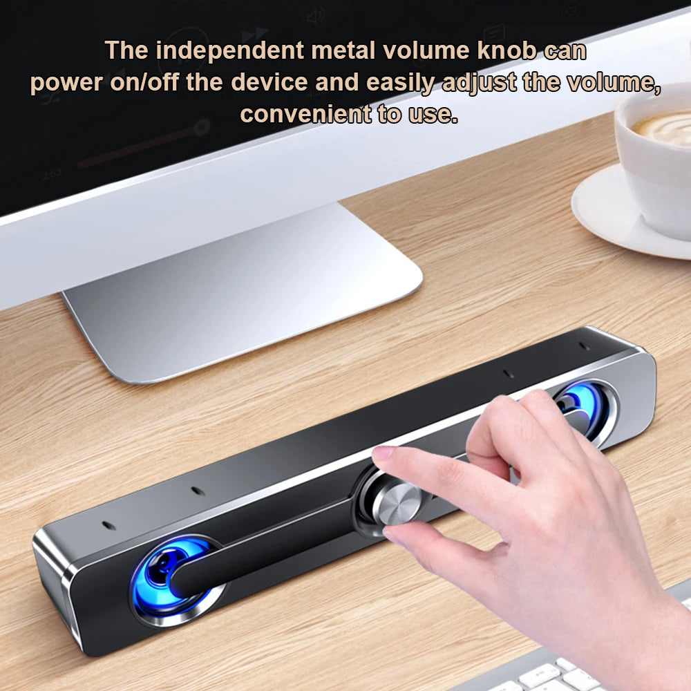 Głośnik PC Soundbar – zasilany przez USB z podświetleniem LED, z wejściem 3,5 mm do laptopa i telewizora