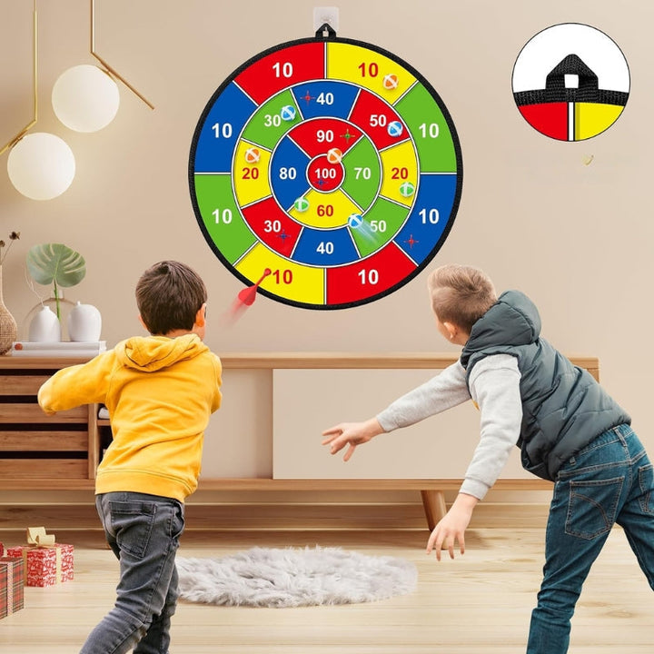 SkillDarts - Duża, dwustronna tarcza do rzutków dla dzieci z klejącymi kulkami i grą celnościową