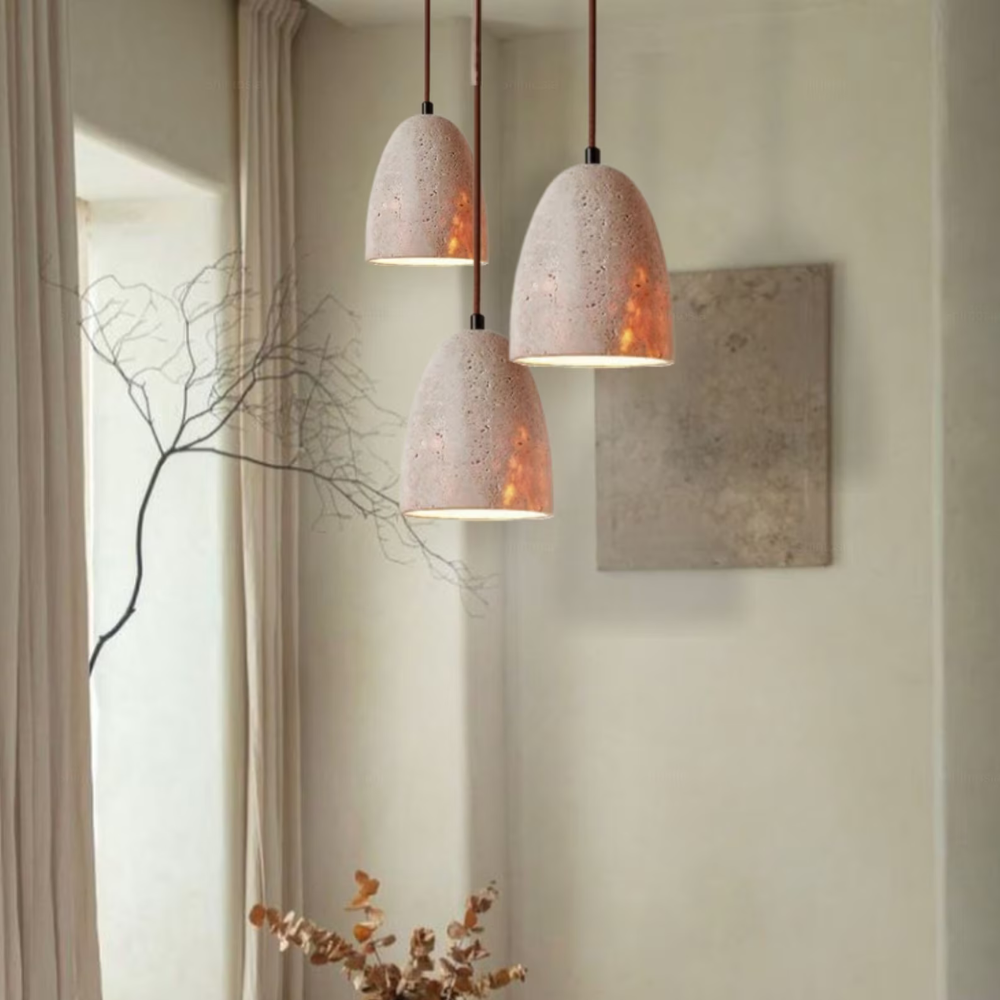 Carvallo - Lampa wisząca z naturalną strukturą kamienia i miękkim ciepłym światłem