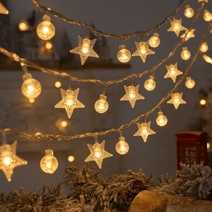 1,5-3m Jultema LED-strängljus, Ljusslinga för Julen - Śnieżynki, Renifery, Gwiazda, Choinka