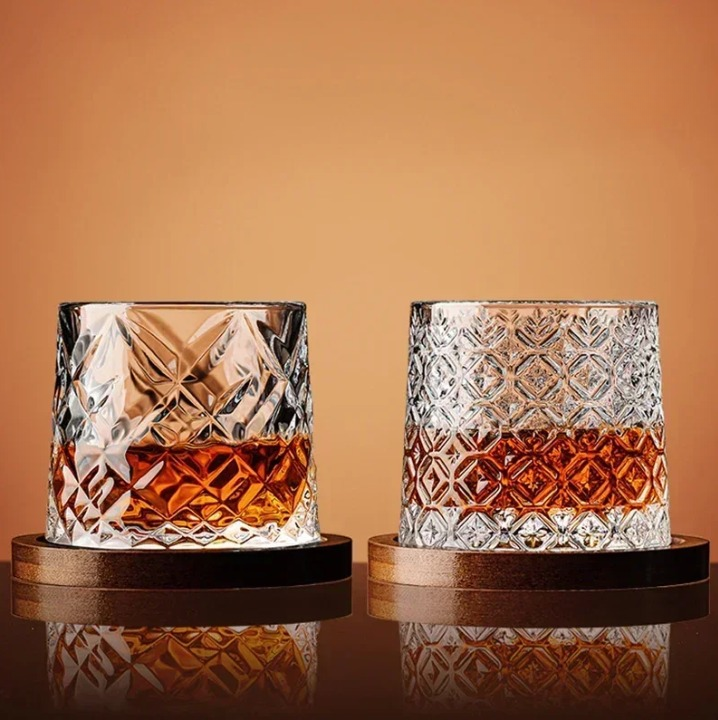Carvallo - Premium szklanka do whisky z skomplikowaną obracającą się podstawą dla unikalnych doświadczeń