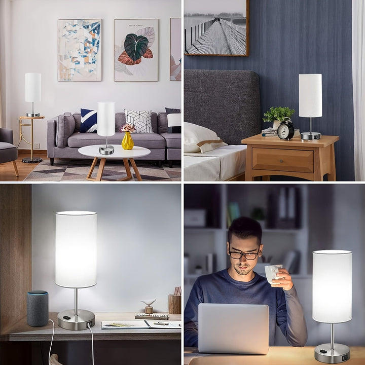 Lumora Stolik Nocny z Lampą Ładowania – Lampa Nocna LED z Dotykowym Sterowaniem i Portem USB