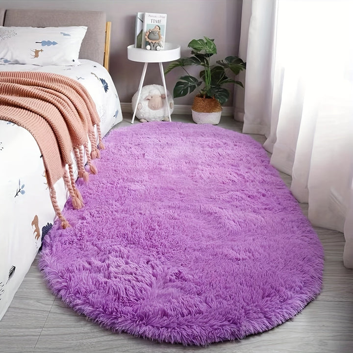 Owalny Dywan Pluszowy – Miękki i stylowy dywan do sypialni i dekoracji salonu