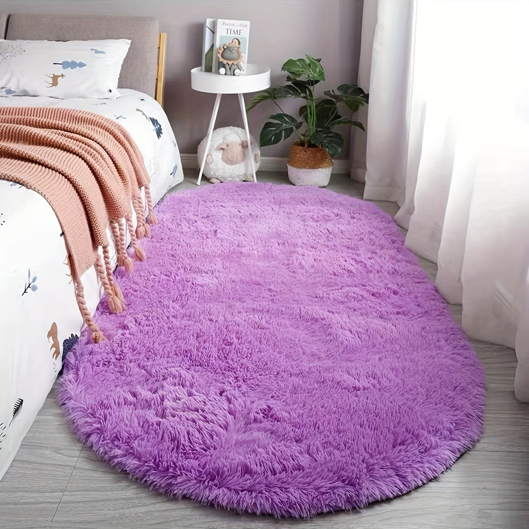 Owalny Dywan Pluszowy – Miękki i stylowy dywan do sypialni i dekoracji salonu