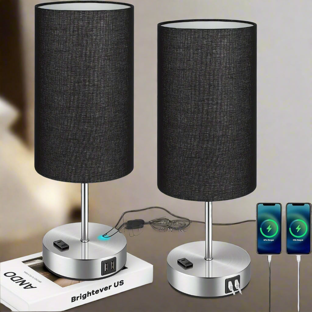 Lumora Stolik Nocny z Lampą Ładowania – Lampa Nocna LED z Dotykowym Sterowaniem i Portem USB
