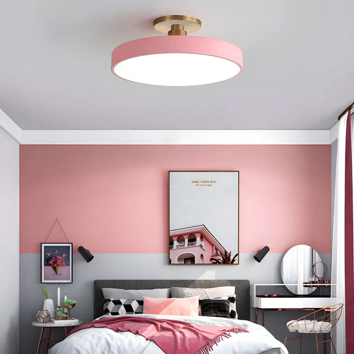 Lampa sufitowa Flush Round | Nowoczesna armatura LED | Miękkie światło | Metal i akryl