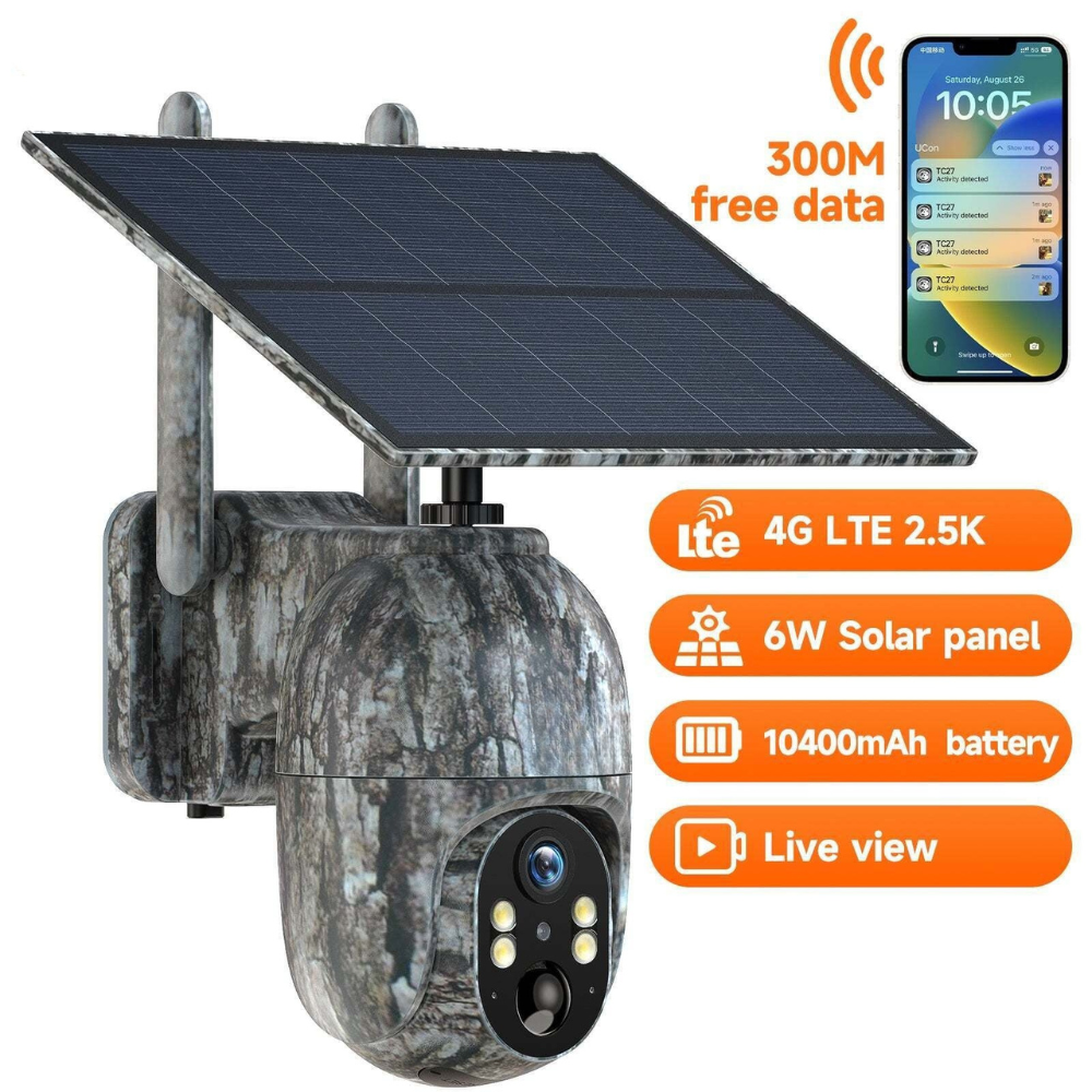Kamera bezpieczeństwa na zewnątrz zasilana energią słoneczną bezprzewodowa 4G HD