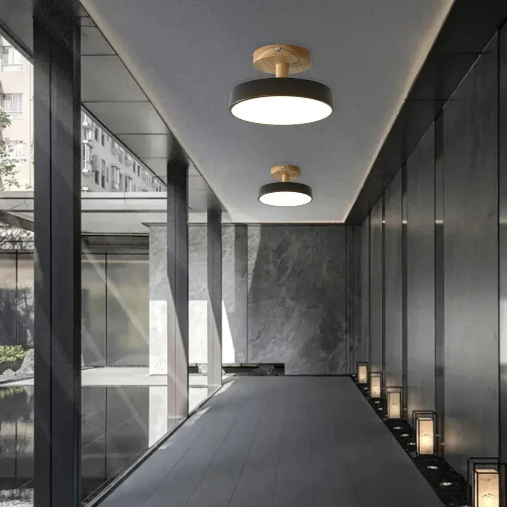 Nowoczesna Lampa Sufitowa LED z Drewna
