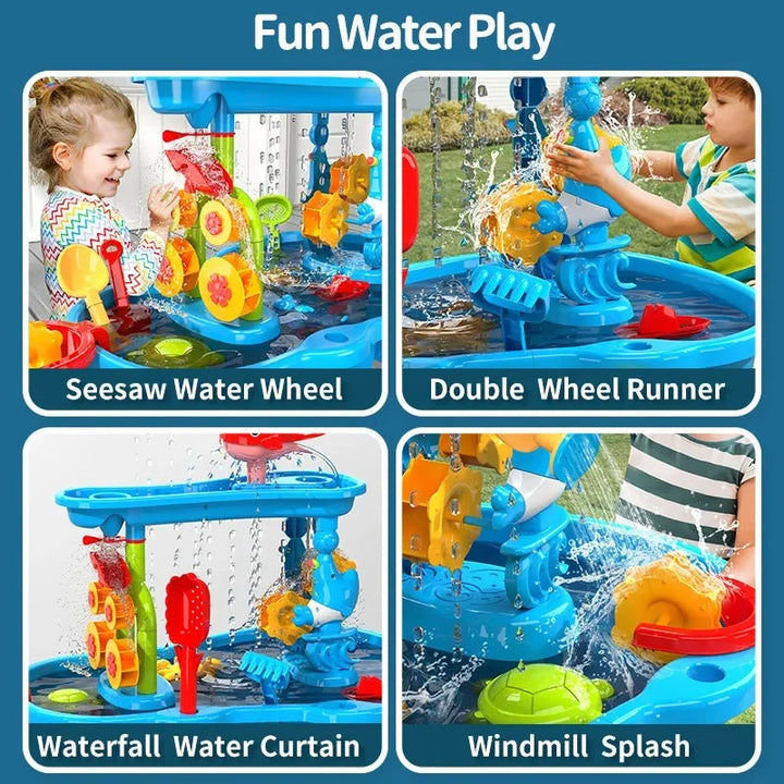 KIDSPLASH | 3-w-1 Zewnętrzny Stół do Piasku i Wody dla Dzieci