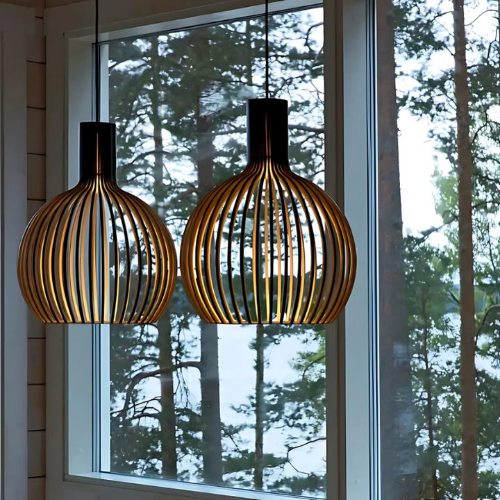 Lampa Wisząca Bambus Naturalna Oprawa Sufitowa