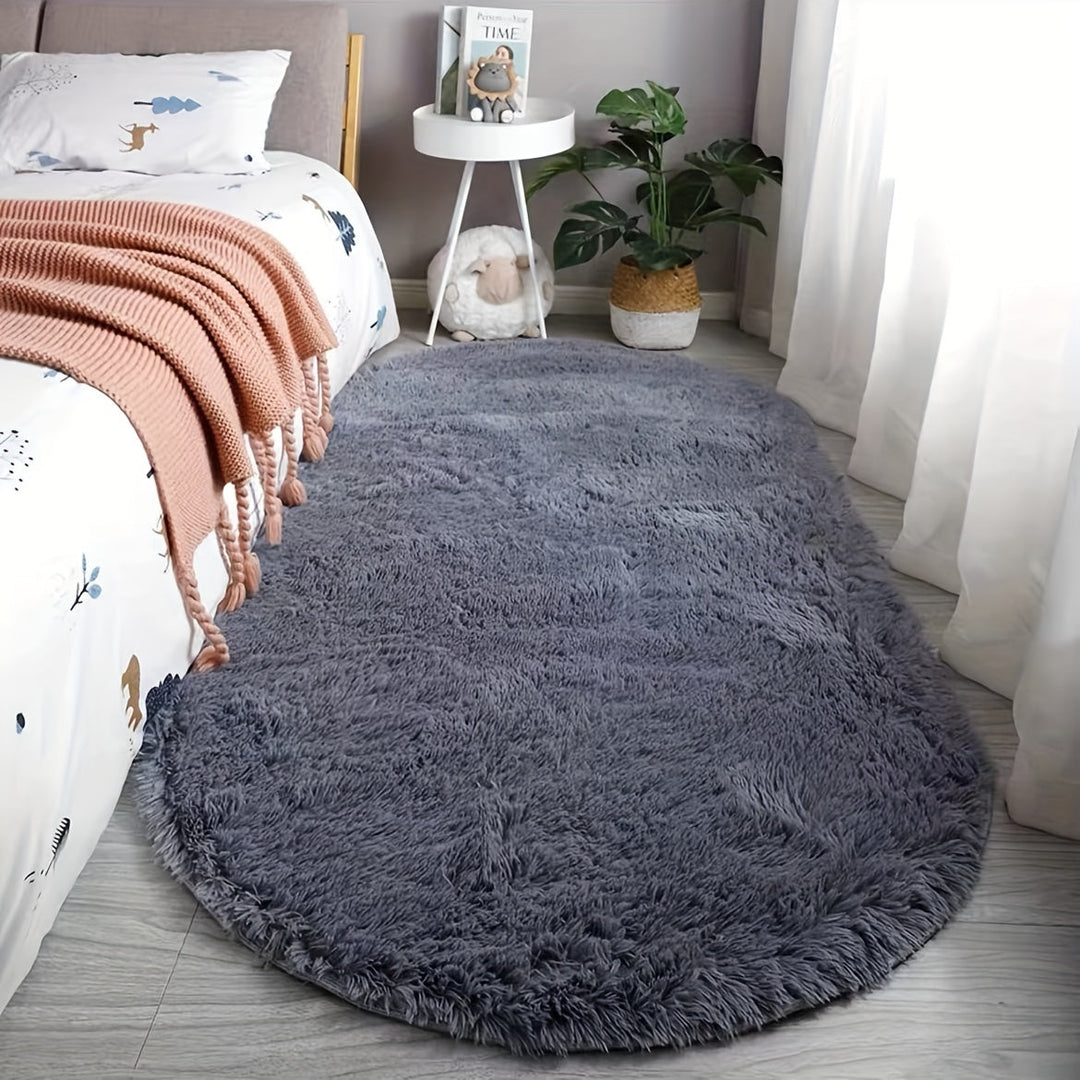 Owalny Dywan Pluszowy – Miękki i stylowy dywan do sypialni i dekoracji salonu