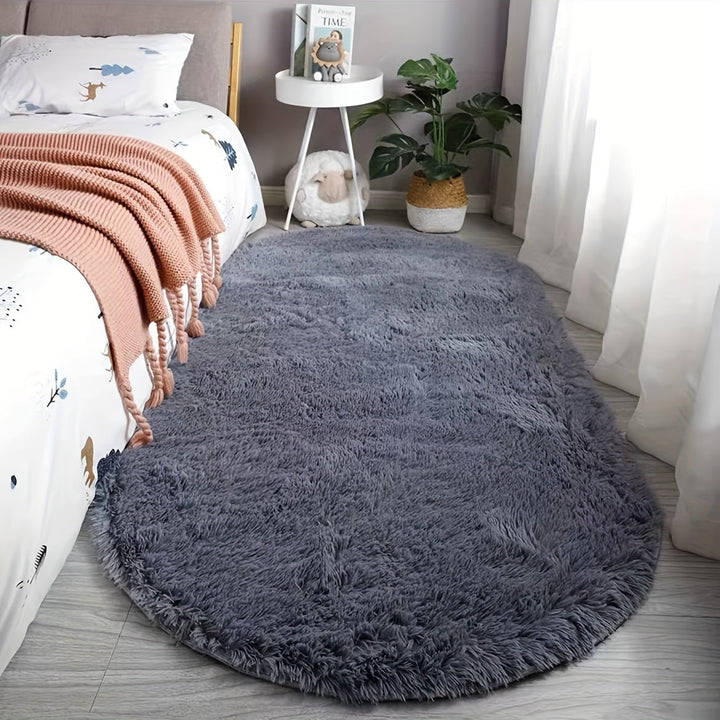 Owalny Dywan Pluszowy – Miękki i stylowy dywan do sypialni i dekoracji salonu