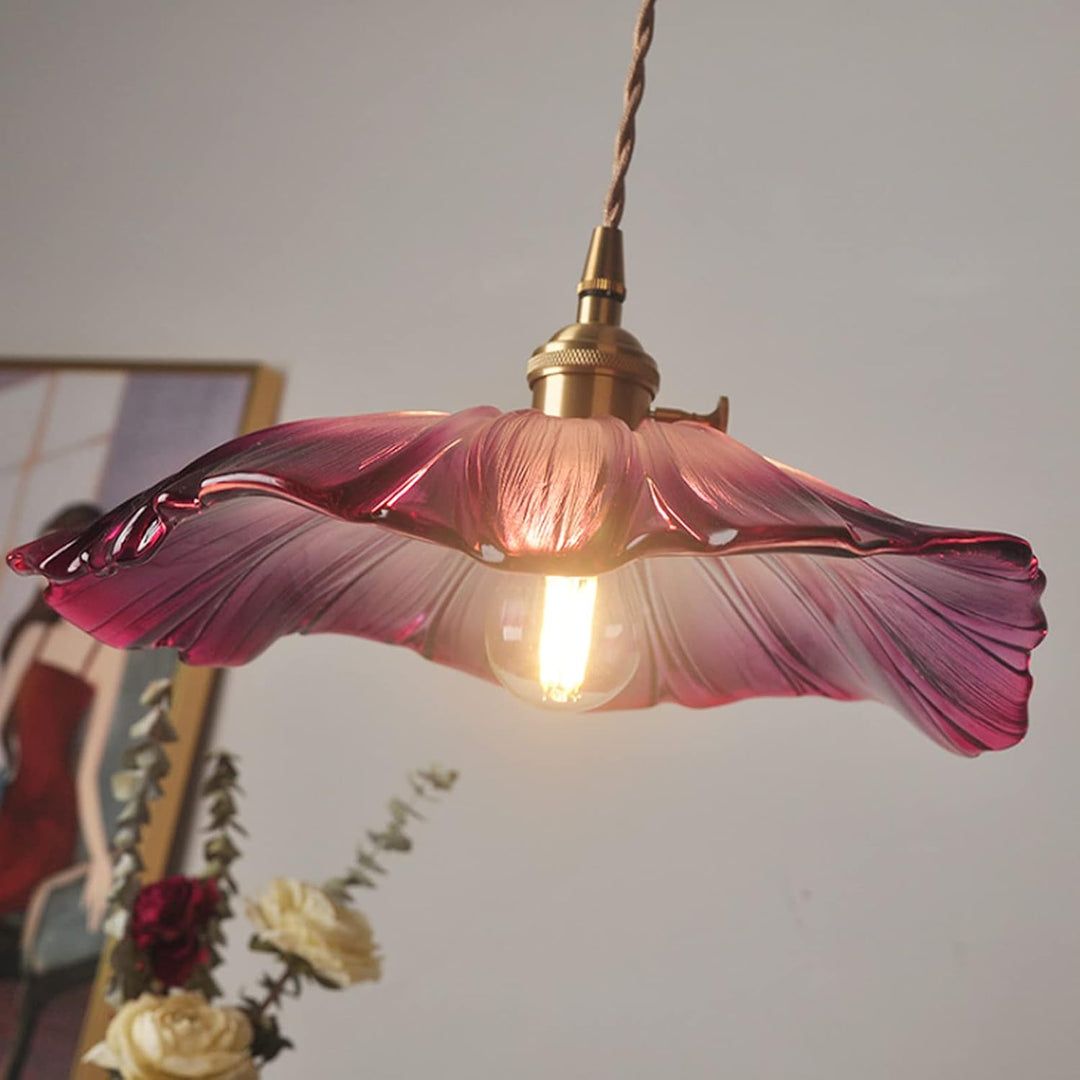 Wintage Kwiatowa Lampa Wisząca ze Szkła | Retro Elegancja | Ciepłe Światło | Regulowana Wisząca | Brick by Brick