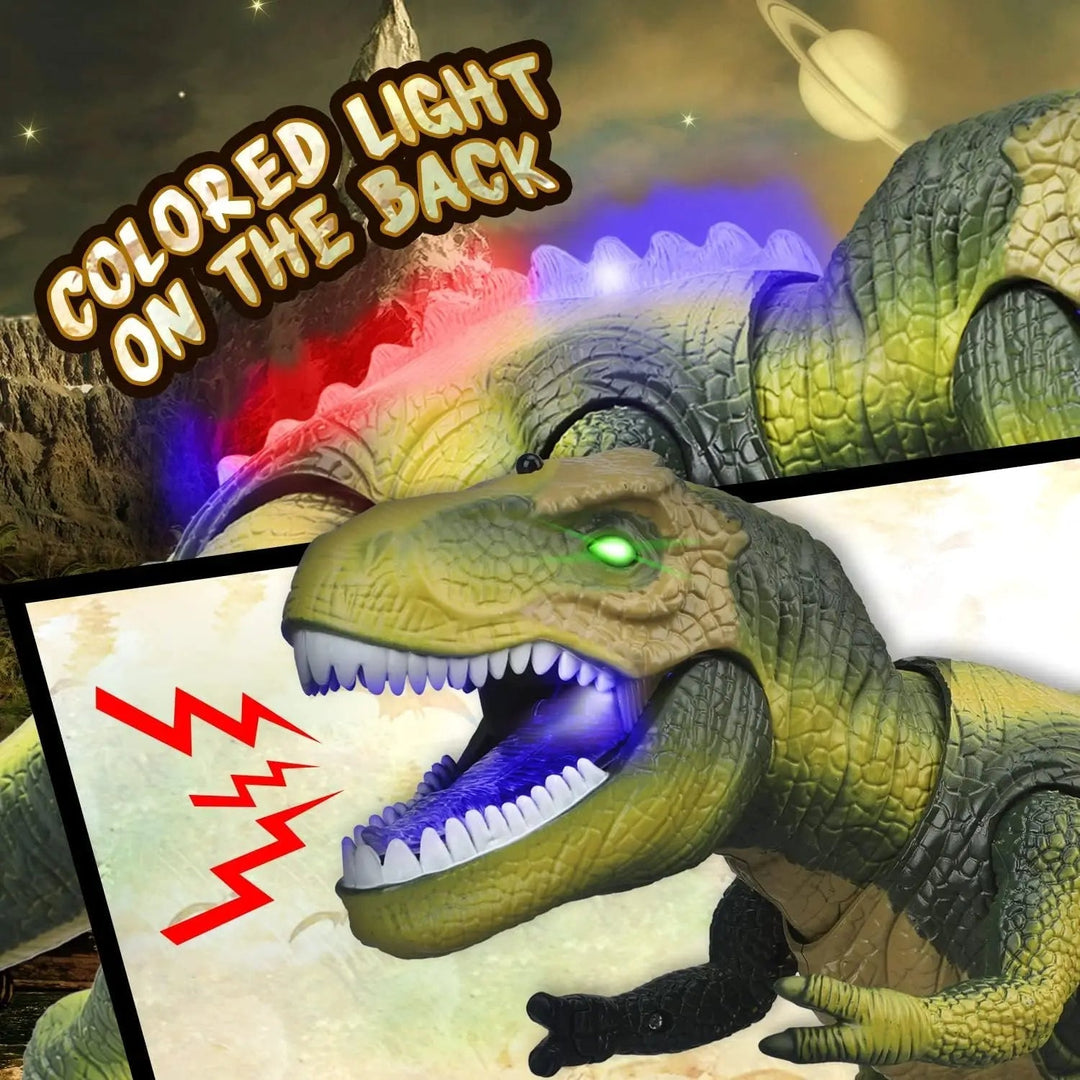 Zdalnie Sterowany T-Rex Dinozaur z LED Światłem, Chodzący i Ryczący Realistyczny Dinozaur Zabawka