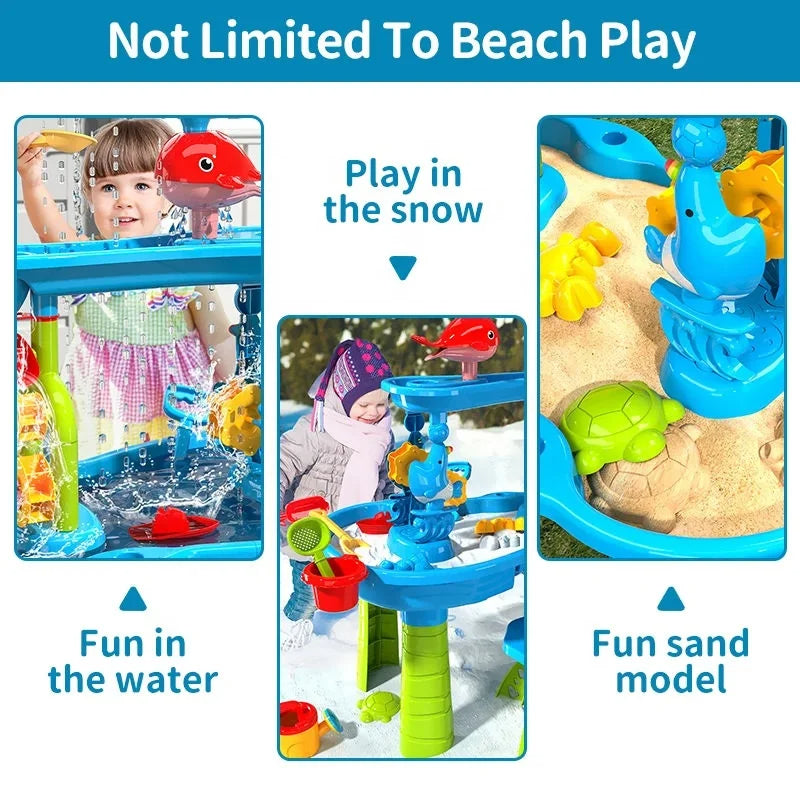 KIDSPLASH | 3-w-1 Zewnętrzny Stół do Piasku i Wody dla Dzieci