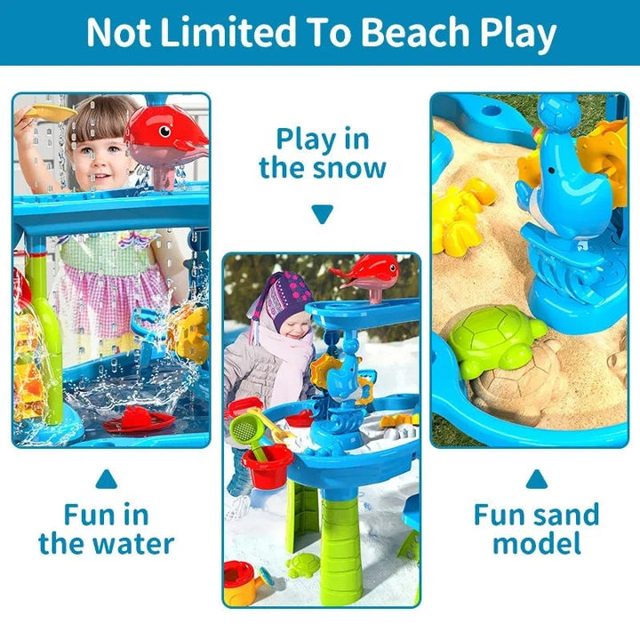 KIDSPLASH | 3-w-1 Zewnętrzny Stół do Piasku i Wody dla Dzieci