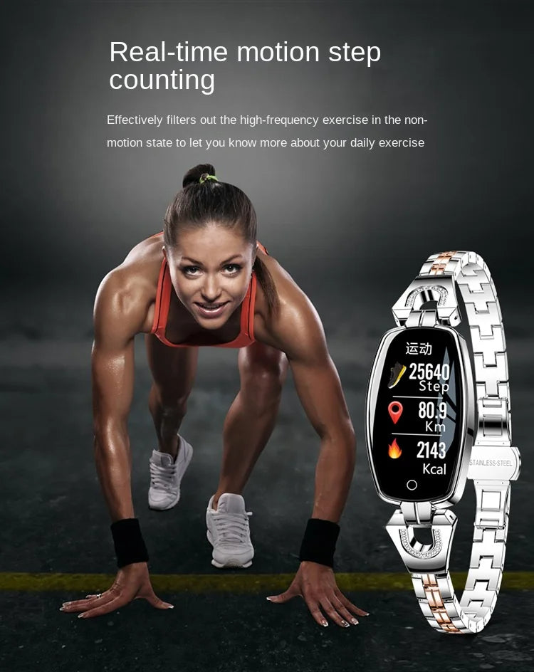 Inteligentny zegarek fitness dla kobiet z paskiem
