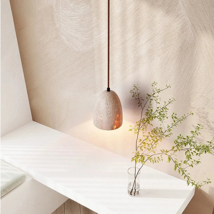 Carvallo - Lampa wisząca z naturalną strukturą kamienia i miękkim ciepłym światłem