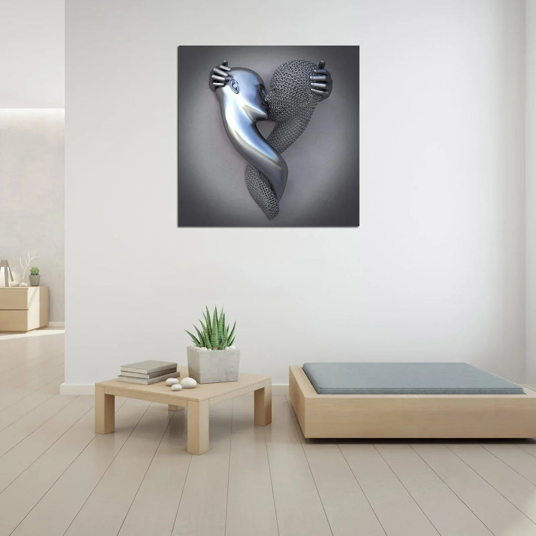 Canvas miłości z elegancką figurą metalową w nowoczesnym designie