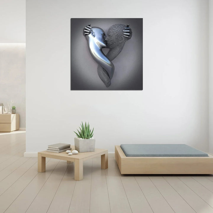 Canvas miłości z elegancką figurą metalową w nowoczesnym designie