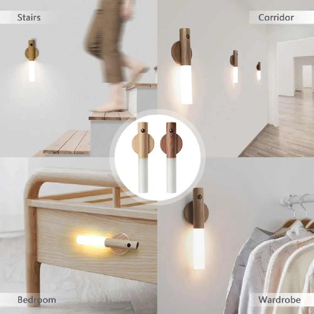 Ładowalna lampa ścienna LED – Lampa z czujnikiem ruchu USB z magnesem do sypialni, salonu i schodów