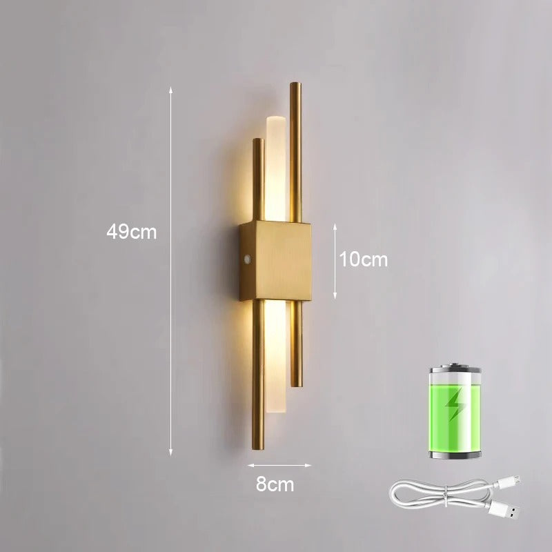 LED Staggered Bezprzewodowa Lampa Ścienna – Ładowanie przez USB do Wnętrz Nowoczesnego Oświetlenia Domowego