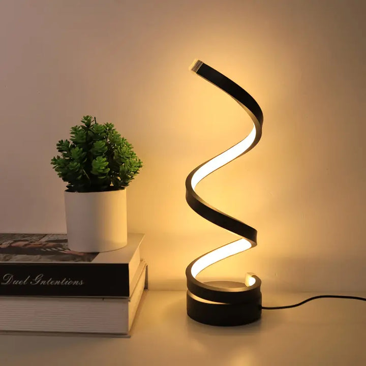 Nowoczesna Lampa Stołowa w Kształcie Spirali | Dimmowalna LED | 15.7" Wysokości | Energooszczędne Skulpturalne Światło