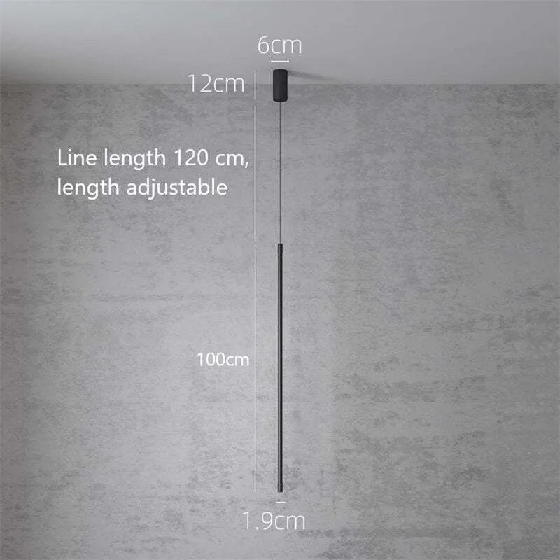 Lampa Wisząca Slim Czarny Metal Lampa Nocna