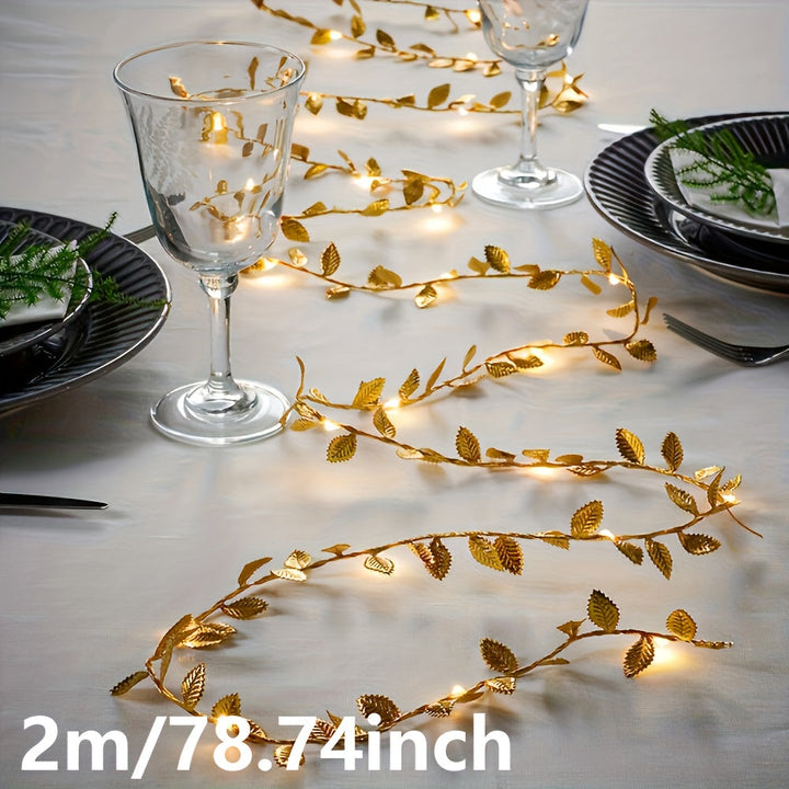 Złote Liście Świeczki LED - Eleganckie Oświetlenie na Stół i Imprezy