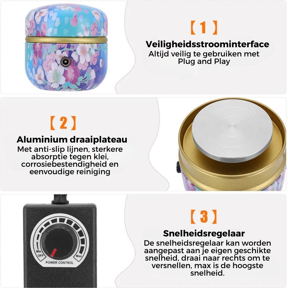 ClayCrafter – Mini elektryczne koło garncarskie | Przenośna maszyna do rękodzieła ceramicznego