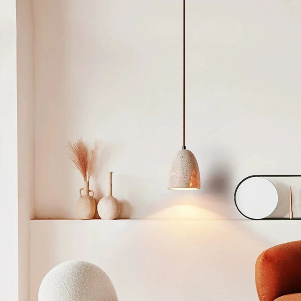 Carvallo - Lampa wisząca z naturalną strukturą kamienia i miękkim ciepłym światłem