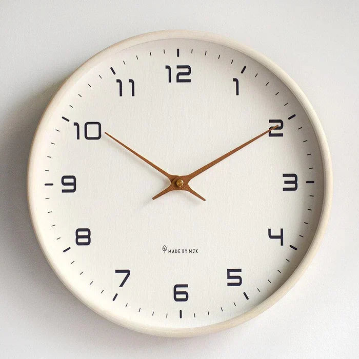 Cichy Drewniany Zegar Ścienny | 10" lub 12" | Beztykowy Mechanizm Kwarcowy | Minimalistyczny Nordycki Design