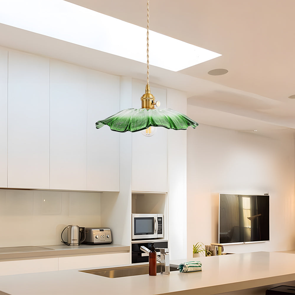 Wintage Kwiatowa Lampa Wisząca ze Szkła | Retro Elegancja | Ciepłe Światło | Regulowana Wisząca | Brick by Brick
