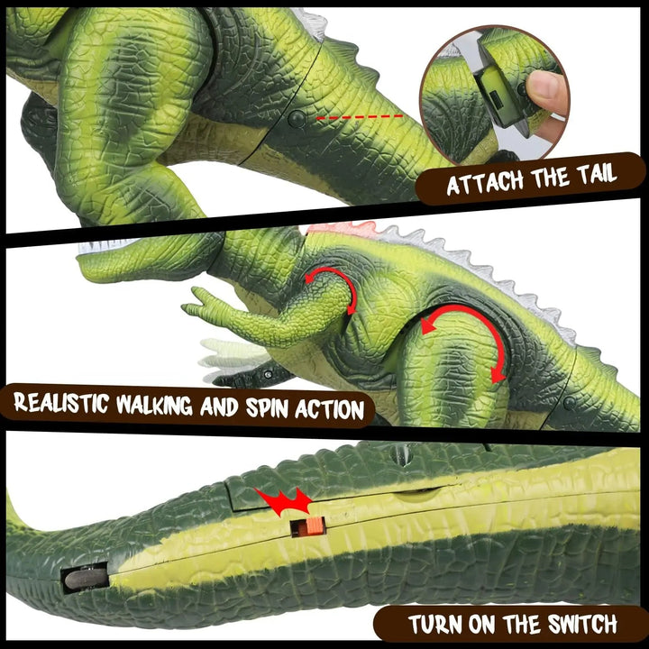 Zdalnie Sterowany T-Rex Dinozaur z LED Światłem, Chodzący i Ryczący Realistyczny Dinozaur Zabawka