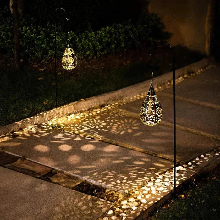 Lampa ogrodowa zasilana energią słoneczną i odporna na warunki atmosferyczne w kwiatowym wzorze - Dla stylowego oświetlenia na zewnątrz