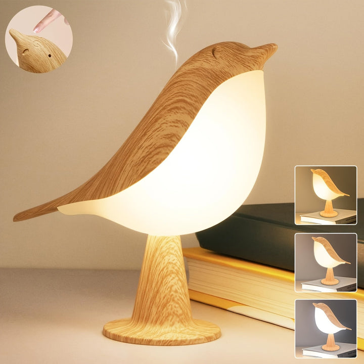 Lampa LED w Kształcie Ptaka z Aromadiffuzorem – Ładowana przez USB Nocna Lampa i Lampa do Czytania z 3 Temperaturowymi Barwami