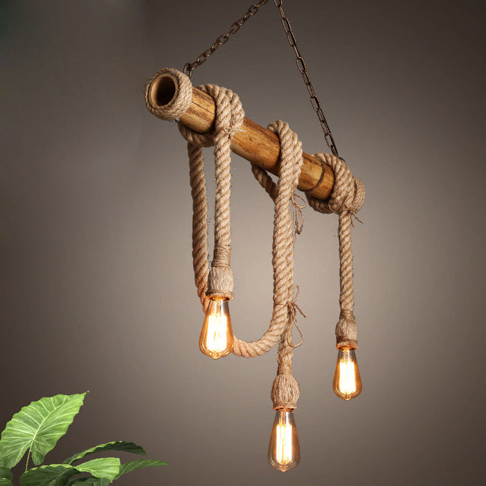 Industribambu - Regulowana Lampa Sufitowa z Bambusa i Regulowanym Sznurem