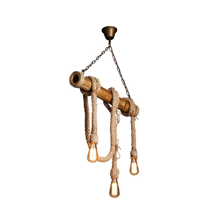 Industribambu - Regulowana Lampa Sufitowa z Bambusa i Regulowanym Sznurem