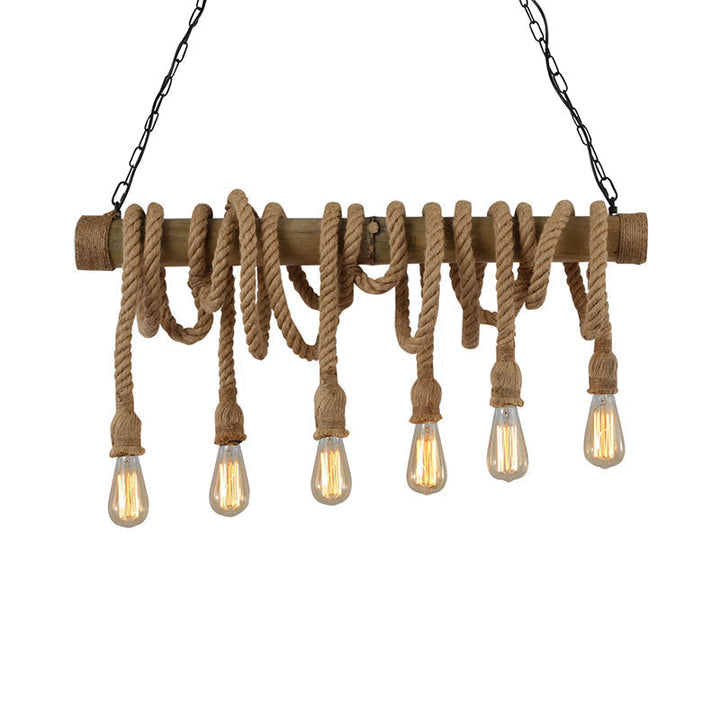 Industribambu - Regulowana Lampa Sufitowa z Bambusa i Regulowanym Sznurem