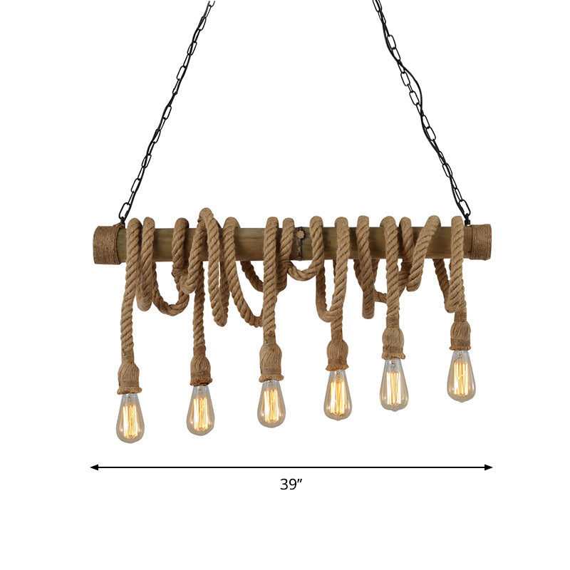 Industribambu - Regulowana Lampa Sufitowa z Bambusa i Regulowanym Sznurem