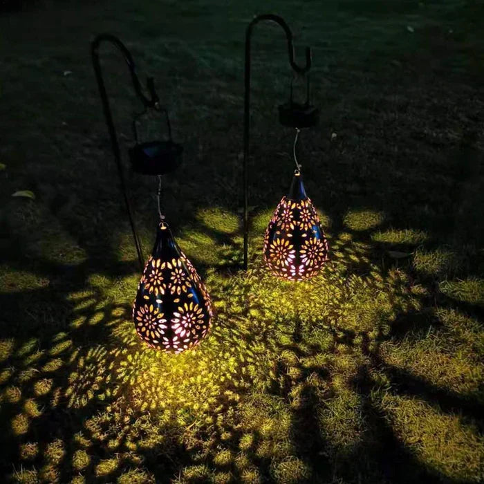 Lampa ogrodowa zasilana energią słoneczną i odporna na warunki atmosferyczne w kwiatowym wzorze - Dla stylowego oświetlenia na zewnątrz