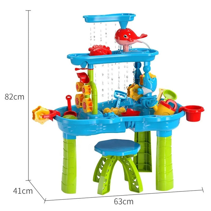 KIDSPLASH | 3-w-1 Zewnętrzny Stół do Piasku i Wody dla Dzieci
